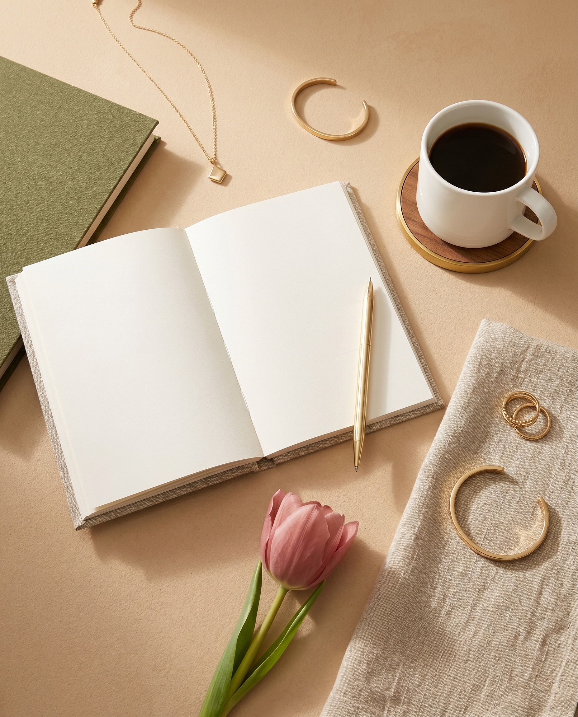 Flat lay de workspace femenino
